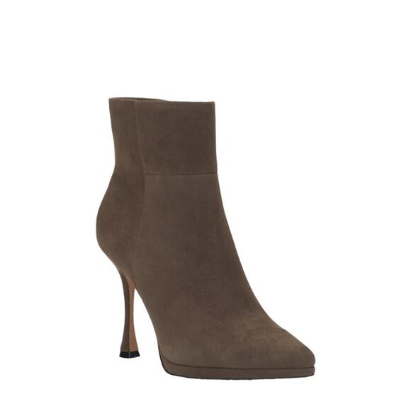 Vince Camuto Pitonnda Pointed Toe Suede Bootie Taupe Size 7.5 NWT $169 MSRP - Picture 1 of 8